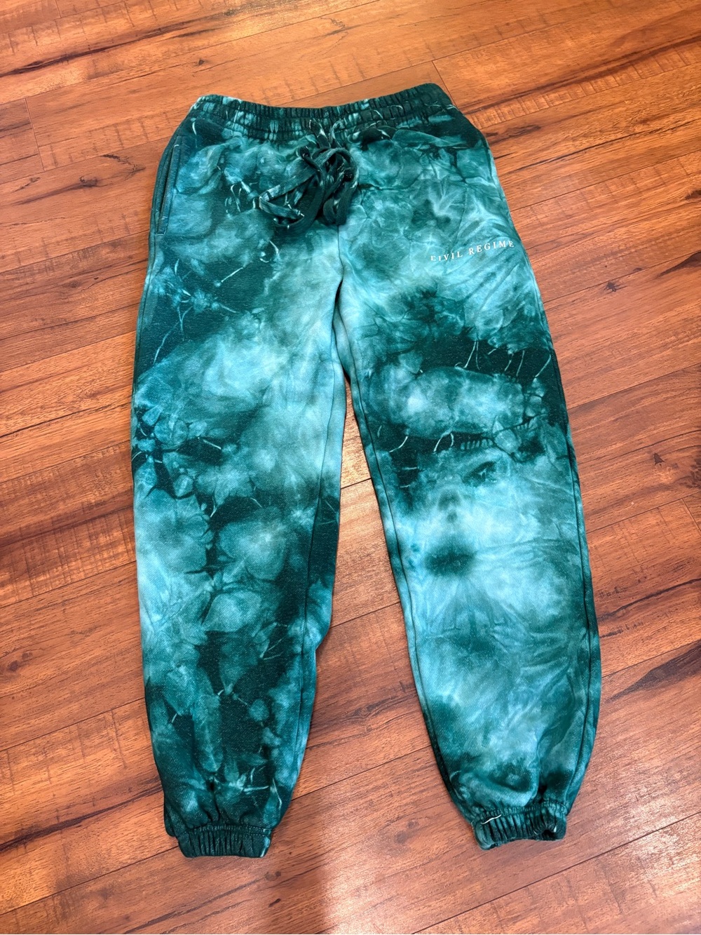 Civil Regime Cozy Jogger Aqua Blue Green Marble Wash Mens Small Sweatpants